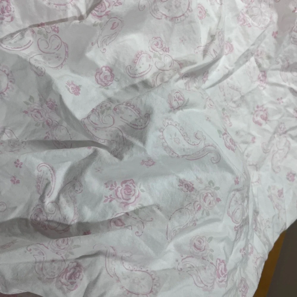 Simply Shabby Chic Full Fitted Sheet Pink Paisley Rose Floral Cotton Vtg Style